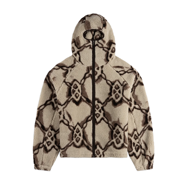 DAILY PAPER - BURNED SHIELD SHERPA HOODIE OFF WHITE