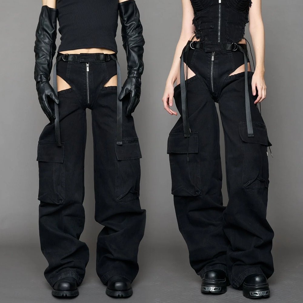 NAMILIA - DENIM PANTY TROUSERS BLACK