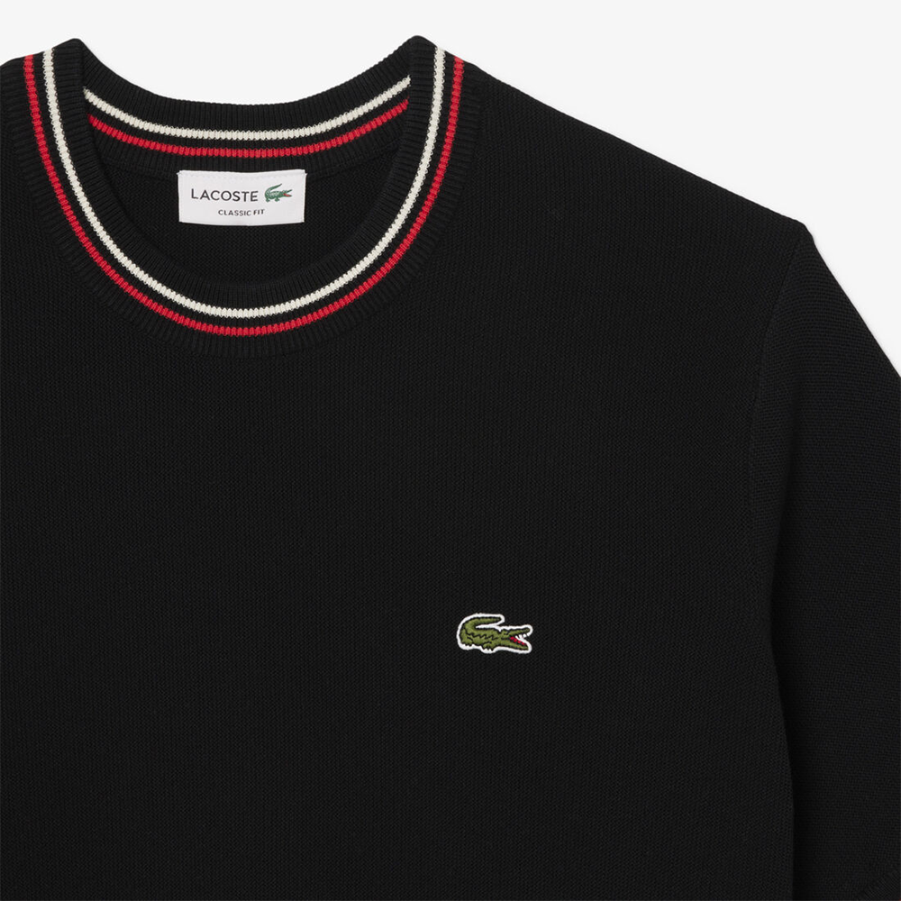 LACOSTE - CLASSIC FIT STRIPE DETAIL KNIT T-SHIRT