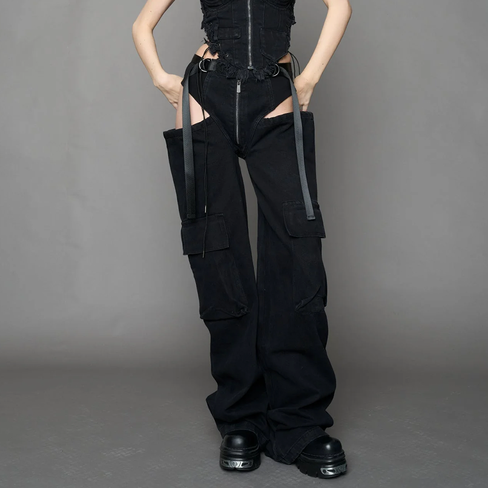 NAMILIA - DENIM PANTY TROUSERS BLACK