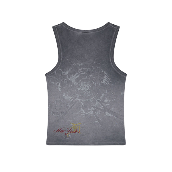ED HARDY - TATTOO CITY CAP SLEEVE FITTED TOP BLACK