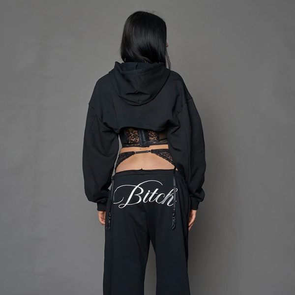 NAMILIA - ROCKSTAR CORSET HOODIE BLACK