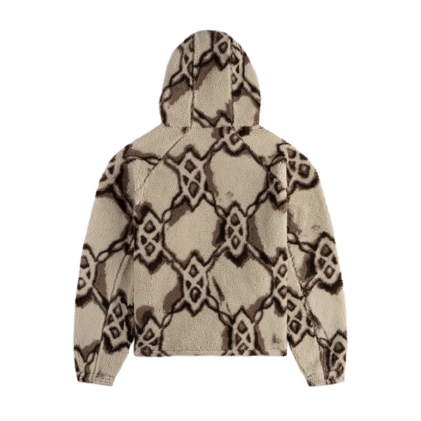 DAILY PAPER - BURNED SHIELD SHERPA HOODIE OFF WHITE