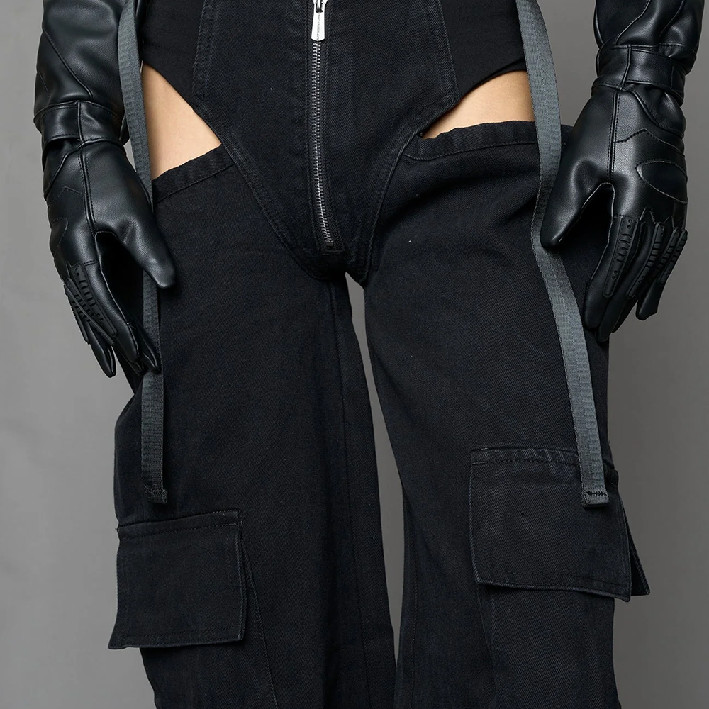 NAMILIA - DENIM PANTY TROUSERS BLACK