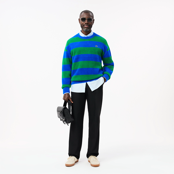 LACOSTE - DOUBLE-SIDED STRIPED SWEATER BLUE