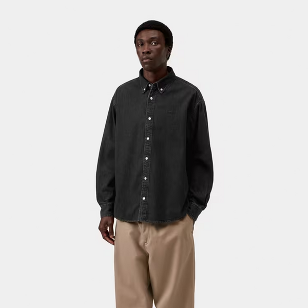 CARHARTT WIP - L/S LUCAS SHIRT BLACK STONE WASHED