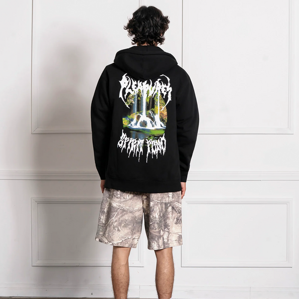 PLEASURES - POND ZIP HOODIE BLACK