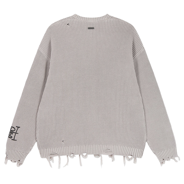 ED HARDY - DISTRESSED LOS ANGELES KNITTED RELAXED CREW JUMPER