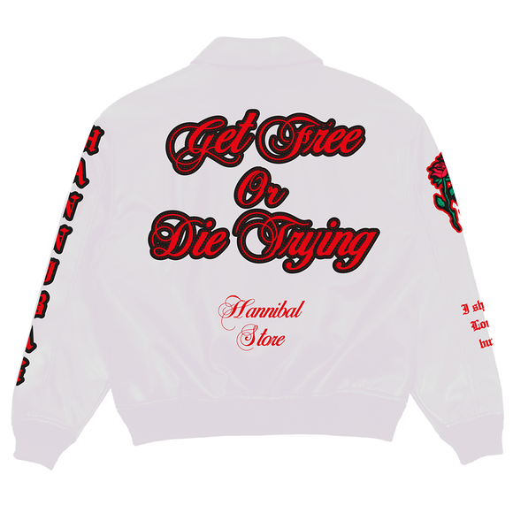 HANNIBAL STORE - XX ANNIVERSARY WHITE CROP LEATHER JACKET