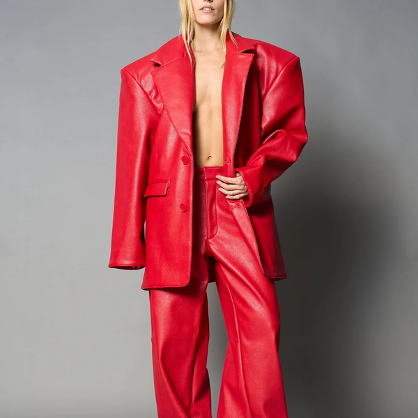 NAMILIA - LEATHER OVERSIZE BLAZER RED