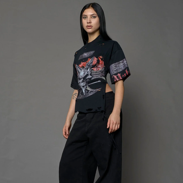 E se - ROCKSTAR CORSET JERSEY BLACK