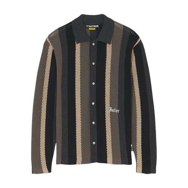 IUTER - STRIPED KNIT L/S SHIRT BLACK