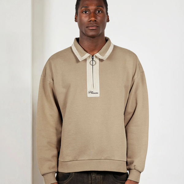PLEASURES - DRIFT ZIP POLO TAN