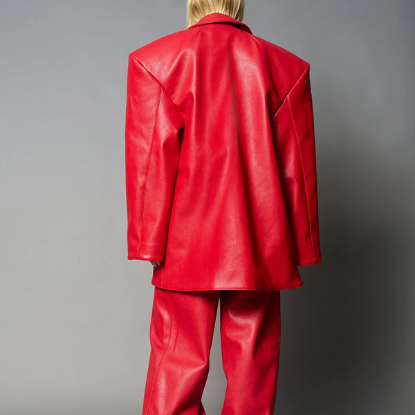 NAMILIA - LEATHER OVERSIZE BLAZER RED