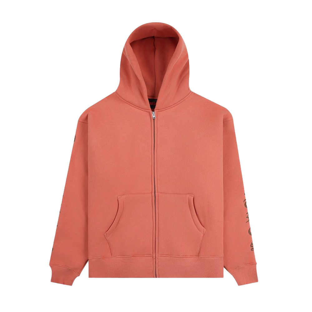 PLEASURES - OE ZIP UP HOODIE RUST