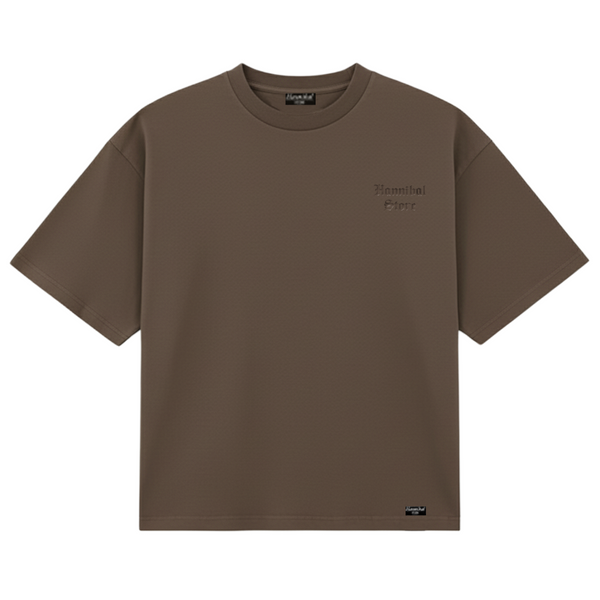 HANNIBAL STORE - EMBROIDERY GOTHIC LOGO BOXY FIT T-SHIRT BEIGE