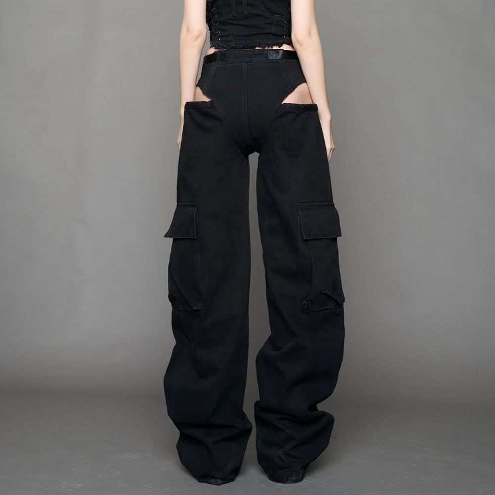 NAMILIA - DENIM PANTY TROUSERS BLACK