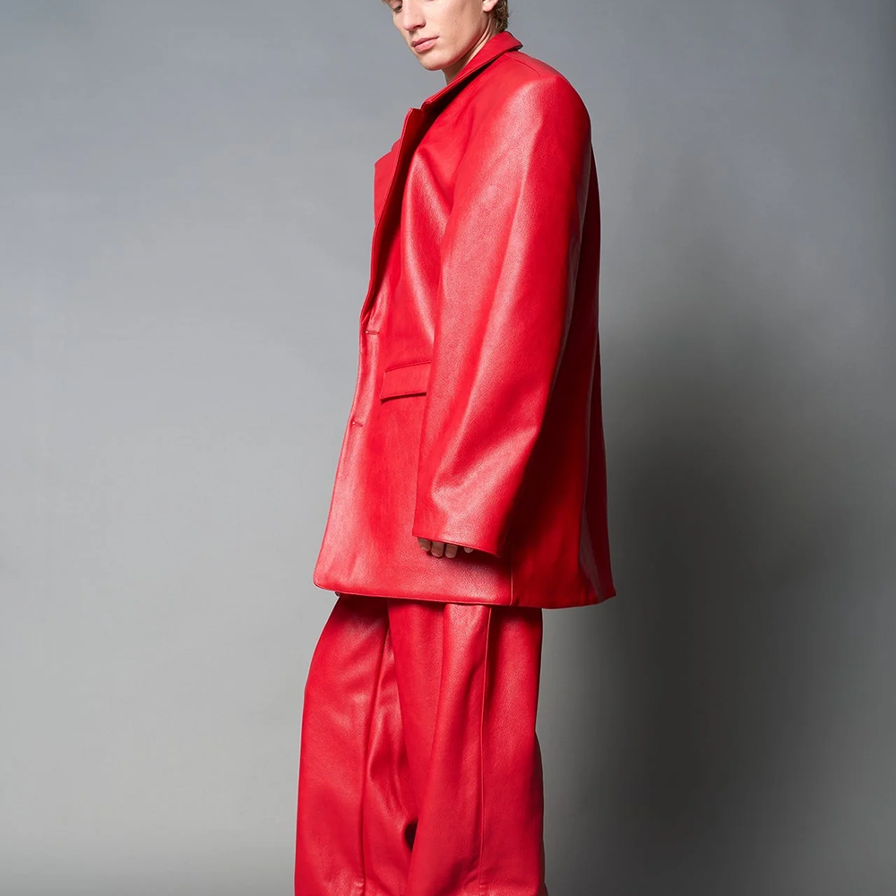 NAMILIA - LEATHER OVERSIZE BLAZER RED