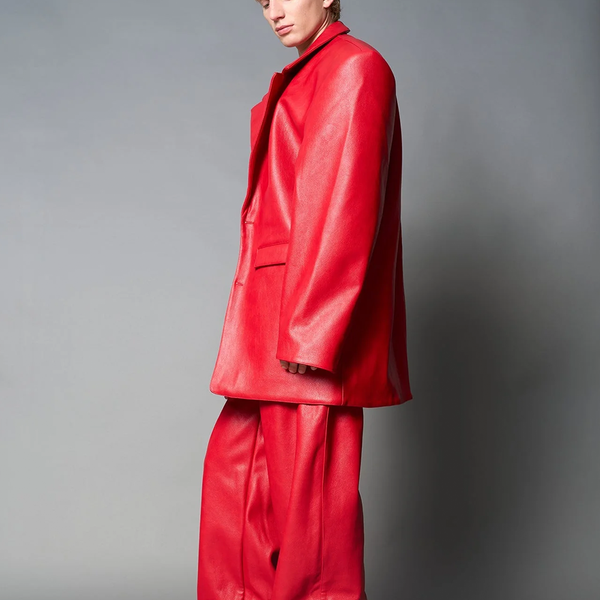 NAMILIA - LEATHER OVERSIZE BLAZER RED
