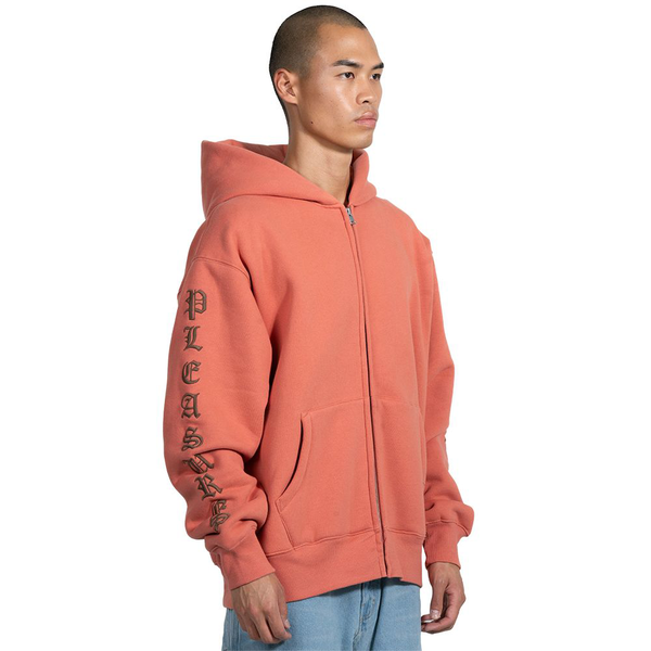 PLEASURES - OE ZIP UP HOODIE RUST