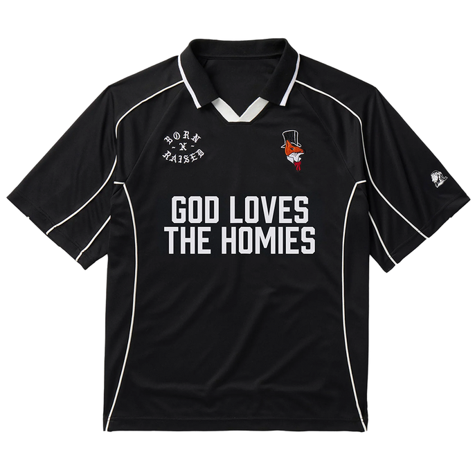 BORN X RAISED - GOD LOVES THE HOMIES JERSEY BLACK
