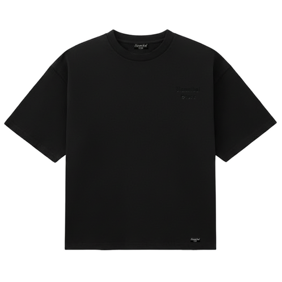 HANNIBAL STORE - EMBROIDERY GOTHIC LOGO BOXY FIT T-SHIRT BLACK