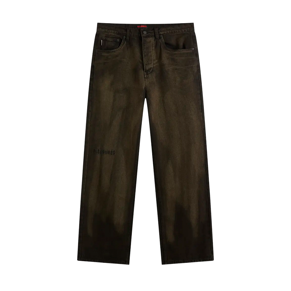 PLEASURES - OIL BAGGY JEANS DARK BROWN
