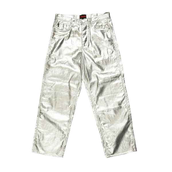 PLEASURES - LATEX FORMULA BAGGY JEANS SILVER