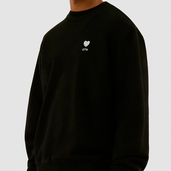 ARTE - HEART FLOWER CREWNECK BLACK