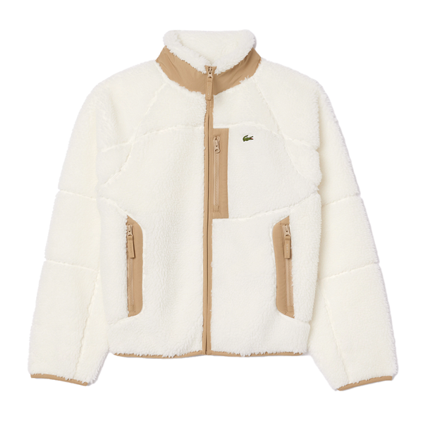 LACOSTE - COLOR BLOCK FLEECE ZIP-UP JACKET WHITE