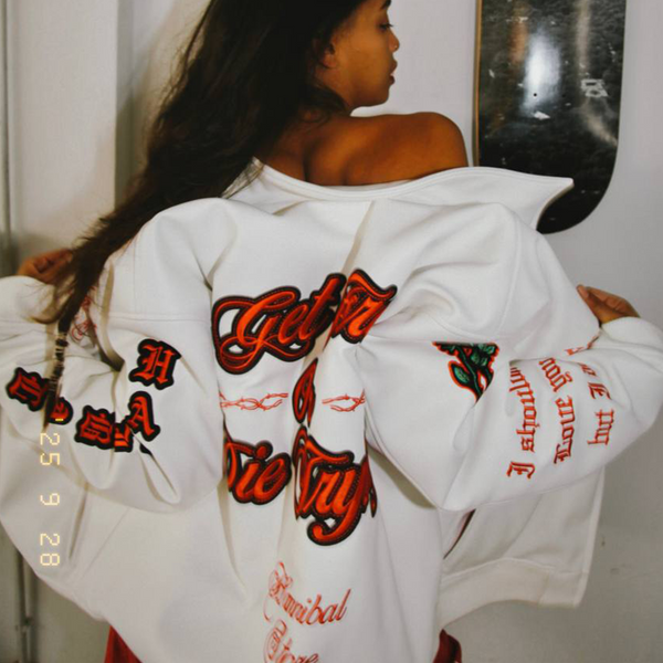 HANNIBAL STORE - ALIS USED XX ANNIVERSARY WHITE CROP LEATHER JACKET