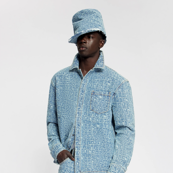 DAILY PAPER - CROC JACQUARD DENIM SHIRT BLUE