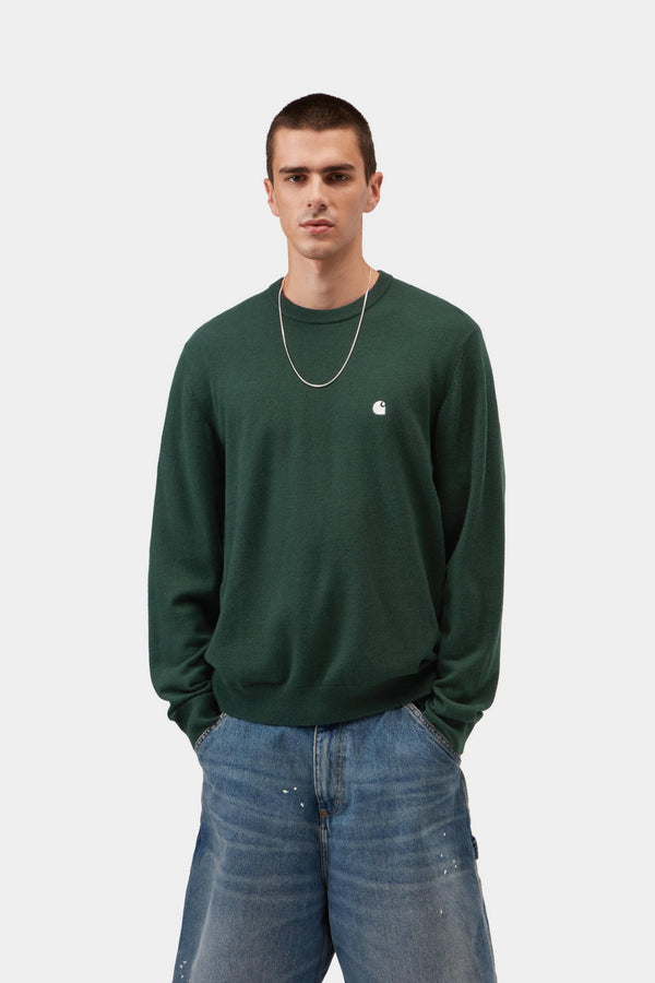 CARHARTT WIP - MADISON SWEATER DARK SCARAB/WHITE