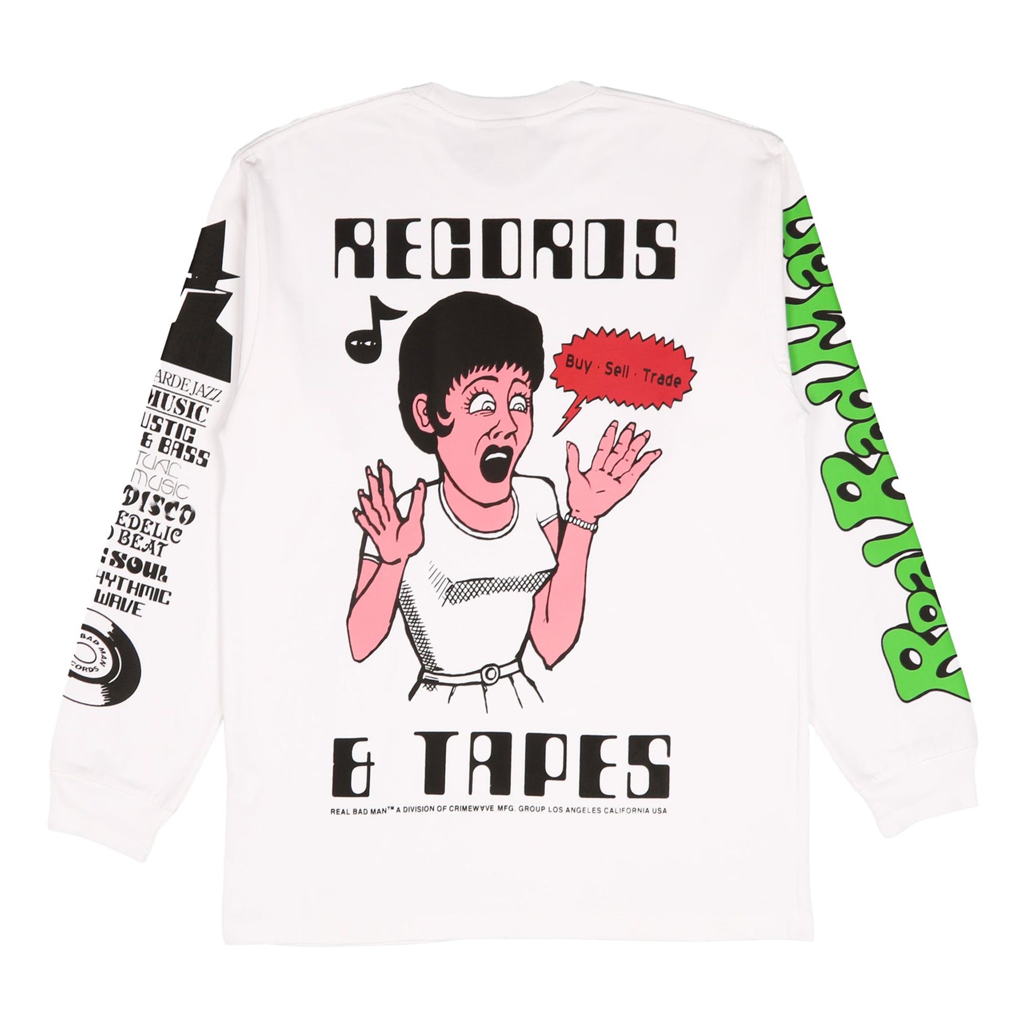 REAL BAD MAN - RECORDS & TAPES TEE WHITE
