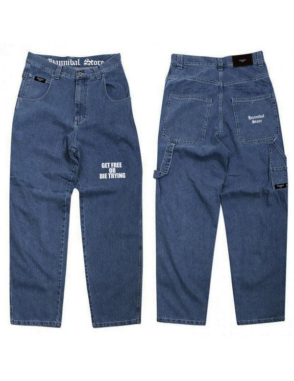 HANNIBAL STORE DENIM “GET FREE OR DIE TRYING” STONE WASHED
